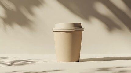 Minimal coffee cup with kraft bag mockup

