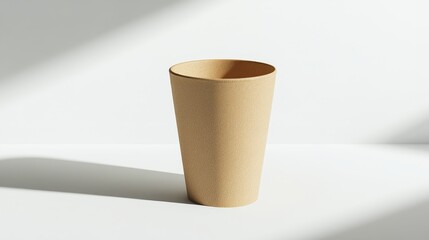 Minimal coffee cup with kraft bag mockup

