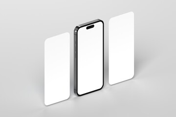 Realistic smartphone with screens isolated on clean background