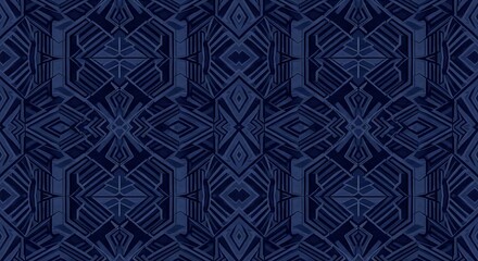 Abstract Navy Blue Geometric Textile Pattern Design