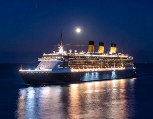 Illuminated cruise ship at night (1)