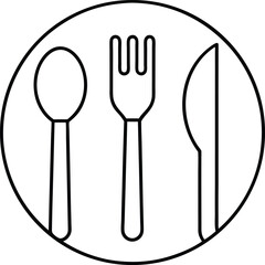 Simple line art icon of fork spoon and knife