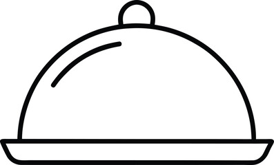 Elegant line art icon of a covered food plate