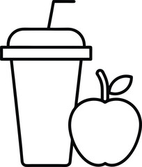 Simple line art juice cup with straw icon
