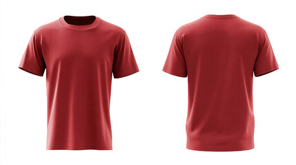 Customizable soft mat maroon t-shirt mock-up template. 3D t-shirt mock-up for marketing and design display. Clean background enhances shirt design quality