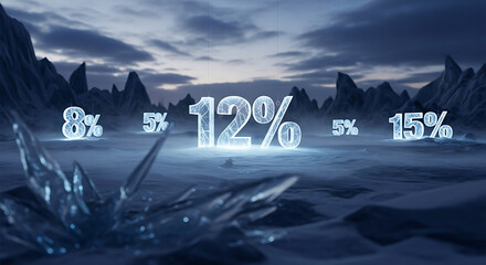 Glowing ice numbers illuminate a desolate landscape under a dramatic cloudy sky.