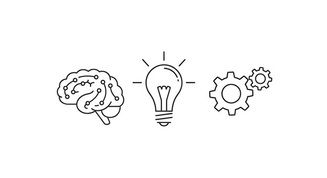 Brain, Idea, and Gears: Conceptual Illustration of Thought and Process