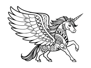 Winged Unicorn Zentangle