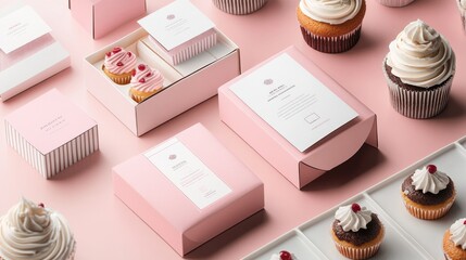 Modern bakery branding mockup featuring kraft coffee cups