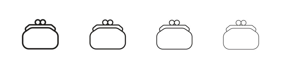 Woman purse icons in black simple line elements.