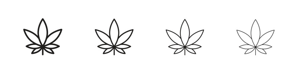 Weed icons in black simple line elements.
