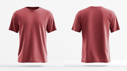 Accurate soft mat maroon t-shirt mock-up template. 3D t-shirt mock-up isolated look with branded appearance. Great for campaigns and commercial presentation.