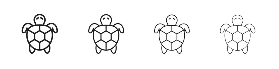 Obraz premium Turtle icons in black simple line elements.