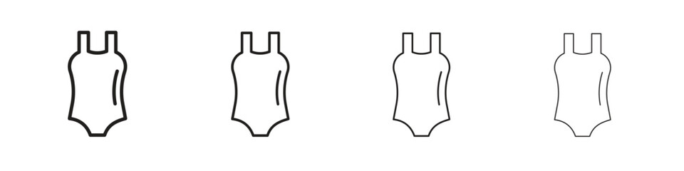 Swimsuit icons in black simple line elements.