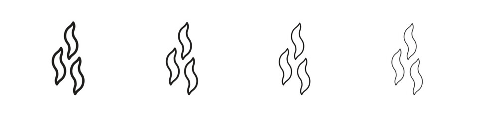 Smoke steam silhouette icons in black simple line elements.
