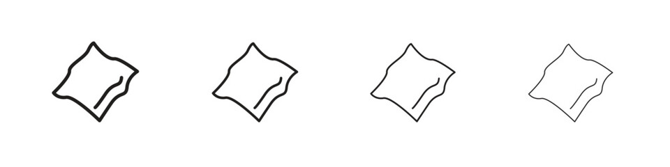 Rag icons in black simple line elements.