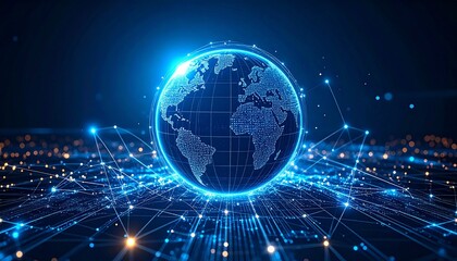 Obraz premium Global Network Connection Digital World Technology.