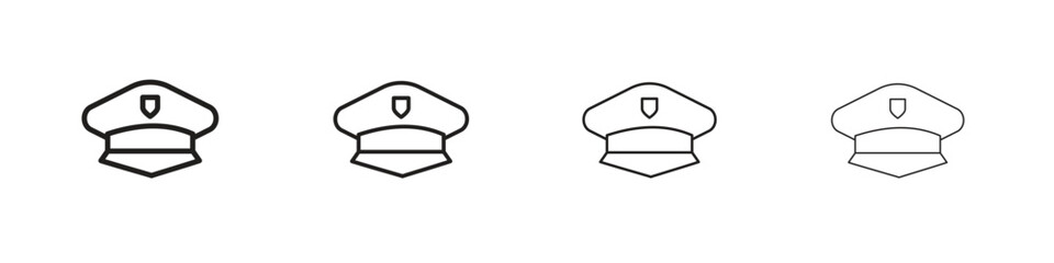 Police cap icons in black simple line elements.