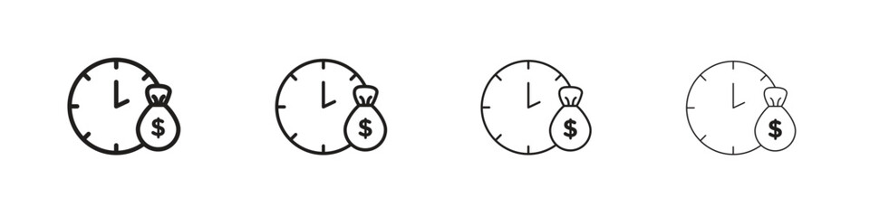Long term investment icons in black simple line elements.