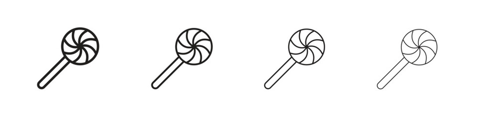 Lollypop icons in black simple line elements.