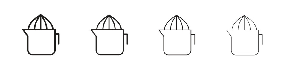 Juicer squeezer icons in black simple line elements.