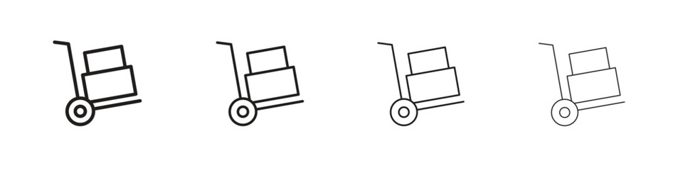Hand truck icons in black simple line elements.