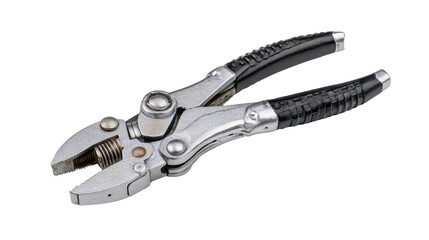 Obraz premium Heavy-duty locking pliers with adjustable jaw background isolated on a Transparent background, PNG file.