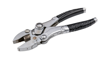Heavy-duty locking pliers with adjustable jaw background isolated on a Transparent background, PNG file.