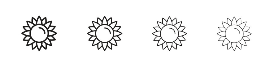 Flower icons in black simple line elements.