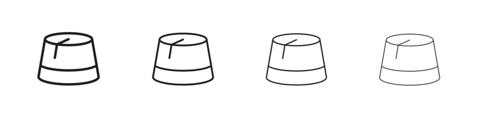 Fez hat icons in black simple line elements.