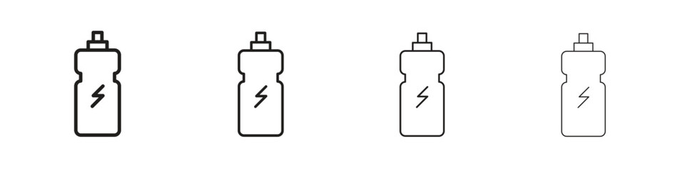Energy drink icons in black simple line elements.