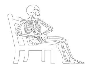 Skeleton Sitting on Bench