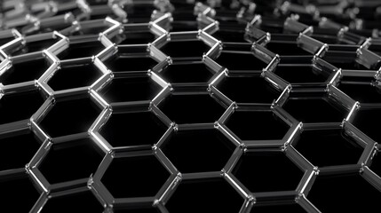 Fototapeta premium Abstract, metallic honeycomb-like structure, possibly molecular