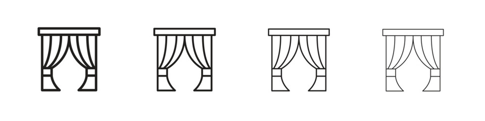 Curtains icons in black simple line elements.