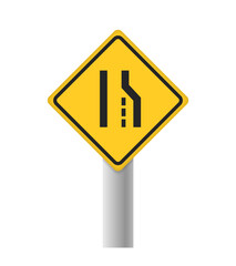 Lane Ends Ahead. Traffic sign. Vector 3d clipart