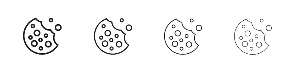 Cookie icons in black simple line elements.