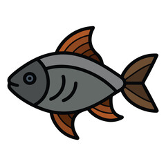 Colorful Aquatic vertebrate icon isolated on white background