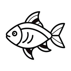 Fish line art icon isolated on white background