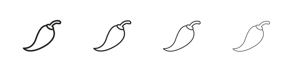 Chili icons in black simple line elements.