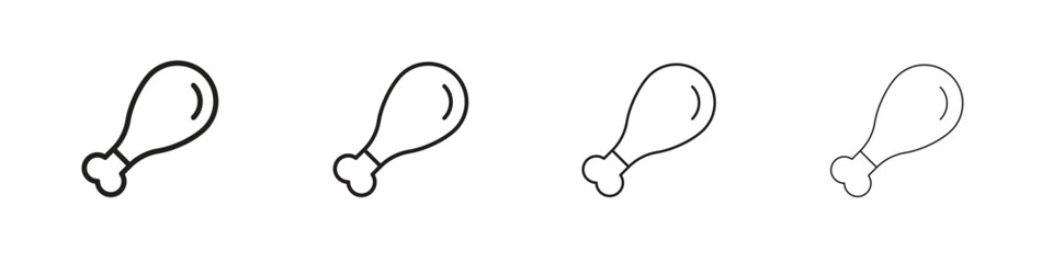 Chicken leg icons in black simple line elements.