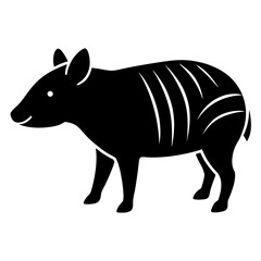 Fototapeta premium Stylized black silhouette of a babirusa pig