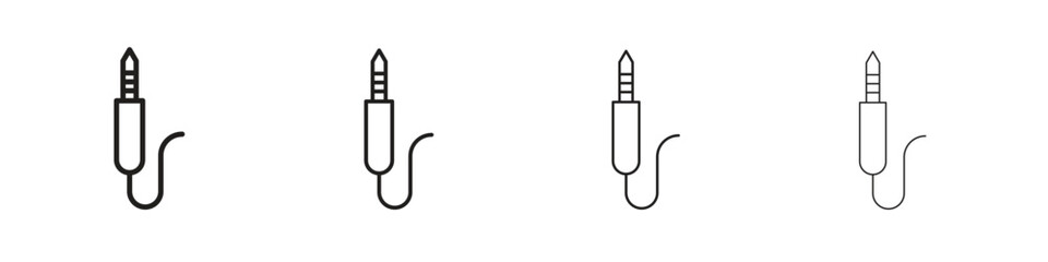 Audio jack icons in black simple line elements.