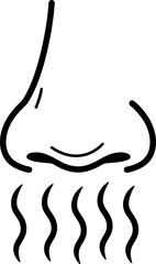 Nose scent wafting aroma line art icon