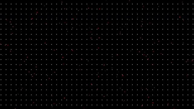 Twinkling red dust particles over grid background, forming a sparkling abstract sci-fi motion background. 4K video