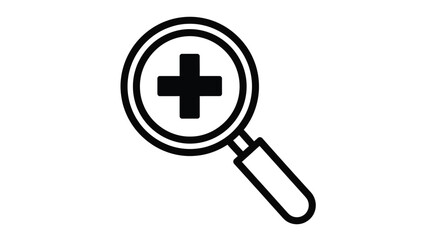 Fototapeta premium Vector art of magnifying glass with a plus sign inside, isolated on white background