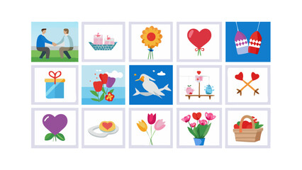Collection of valentine s day and spring themed icons