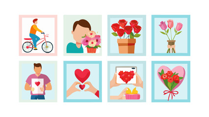Valentine s day celebration with flowers and hearts
