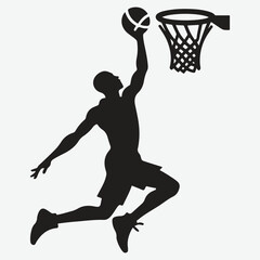 Basketball player dunking silhouette. vector player silhouette