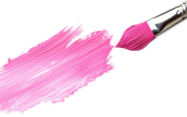 Hand painted stroke of pink paint on transparent background, png