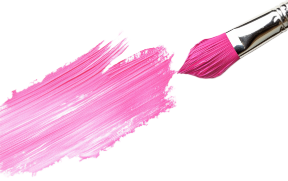 Hand painted stroke of pink paint on transparent background, png - Powered by Adobe